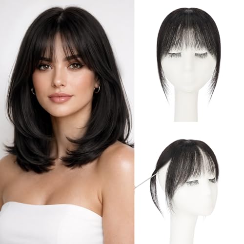 Clip in Bangs,Prokyvity Fake Bangs,Curtain Bang Hair Clip,3D 360°Seamless Coverage