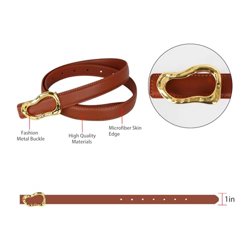 Image of Aurolran Women's Leather Belt with Buckle - Ideal for Dresses, Jeans, and Coats