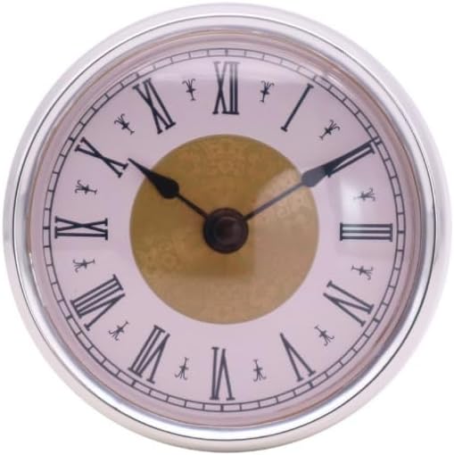 Round Clock Insert Silver Rim Roman Numerals Easy Read Movement Fits 3.0 Inch Hole DIY Home Bedroom Office