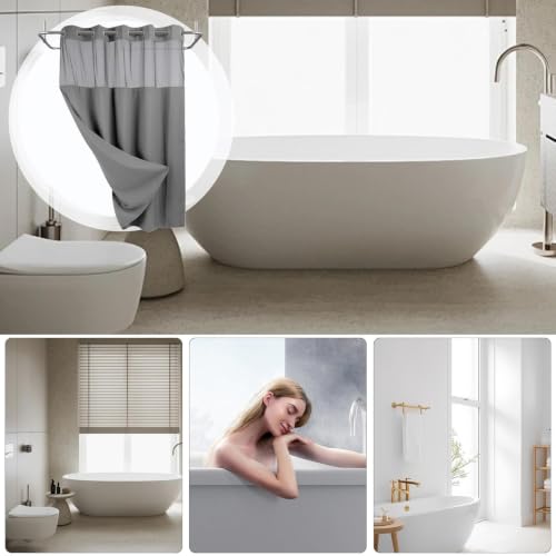 Rideaux de douche d'hôtel anti-moisissure imperméables avec snapper - 5