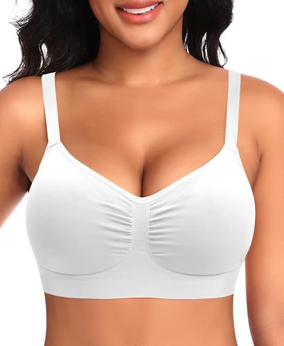Image of Wireless Sewn in Padded Bras for Women Comfortable Full Coverage Bralettes No Underwire Everyday Tshirt Bra