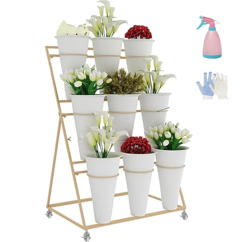 Support à fleurs extérieur haut de gamme en métal doré dore de 75 cm - 2