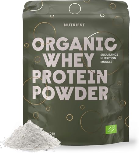 Nutriest Proteína de Suero Ecológica (1 kg) – Vacas europeas alimentadas 100 % con pasto | Polvo rico en proteínas | Proteína para batidos, deporte y uso diario