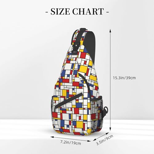 Mondrian Red Yellow Blue Sling Backpack Chest Bag Crossbody Shoulder Bag Gym Cycling Travel Hiking Daypack For Men Women3