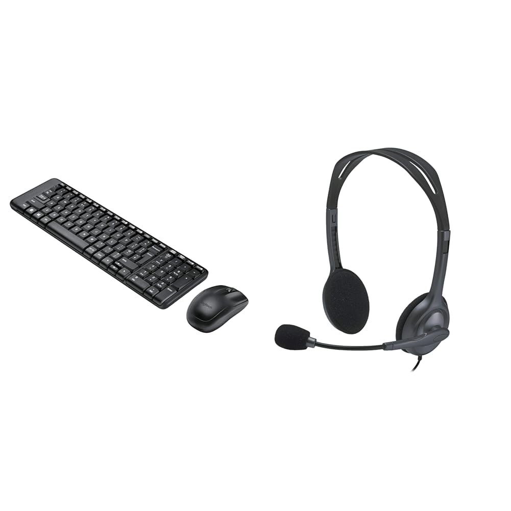 Logitech Monitor Bundle with MK215 Wireless Keyboard (Compact) + H111 Headset (Stereo, Noise-Cancel mic)-image-24