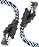 Compatibilité des câbles Lan de classe 8: peut être rétrocompatible avec la classe 5 / 5e / 6 / 7. Le boîtier du cordon d'alimentation est tissé en nylon de haute qualité, résistant à l'usure, doux, imperméable à l'eau et durable.