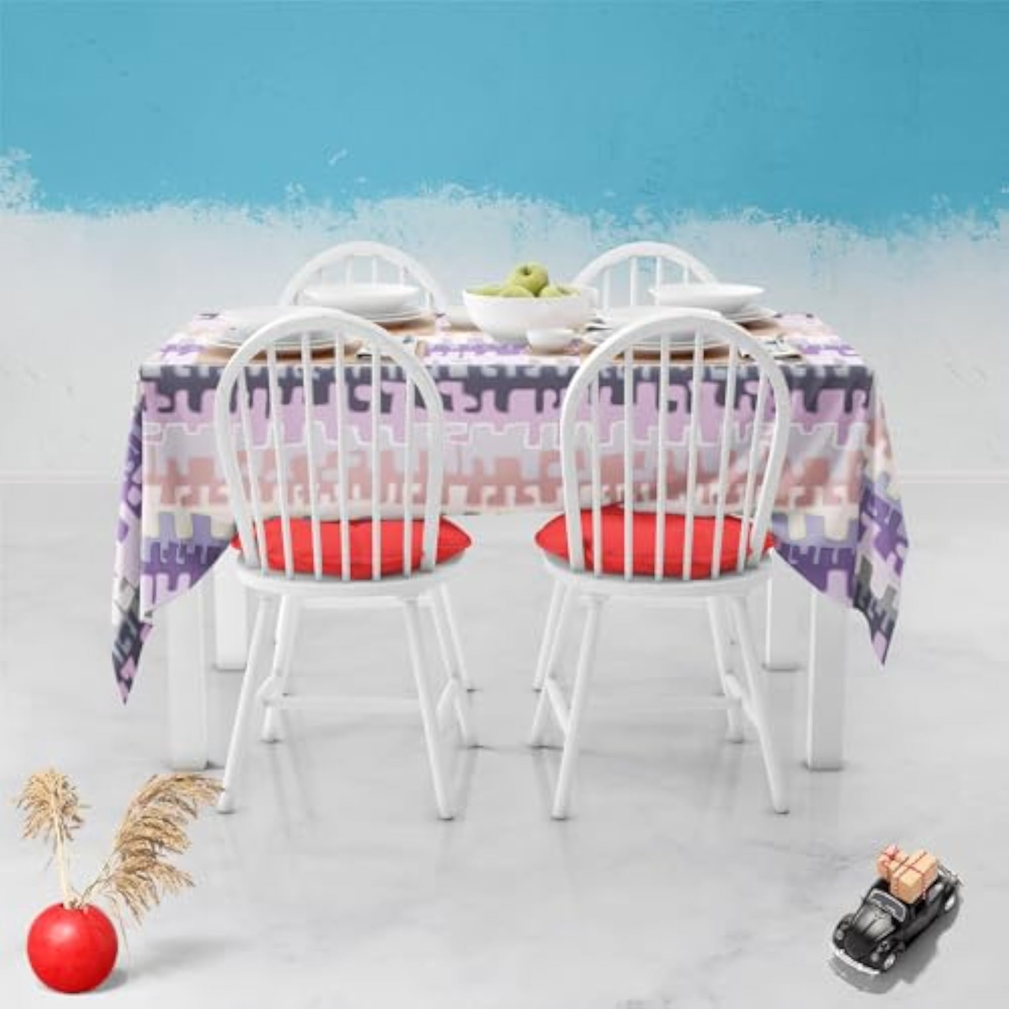 Brushstrokes & Stripes D2 Table Cloth Cover for Dining & Center Table
