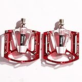 MTB 自転車ペダル 高度潤滑 超軽量 DUベアリング クロスバイクペダル (レッド)