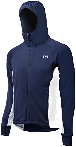 TYR 408WAMJC2AXXL Men's Alliance HD Warmup Jacket, Navy/White, XX-Large