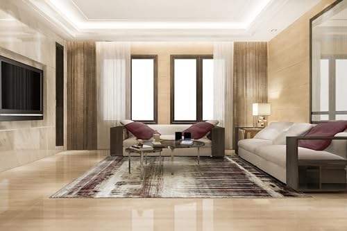Image of Super Soft Art Collection Abstract Modern Classical Design Carpets Highest Density Silk Carpets for Home Living Room Bedroom /Hall (3x5 Feet (90x150 cm) Multi Vintage C)