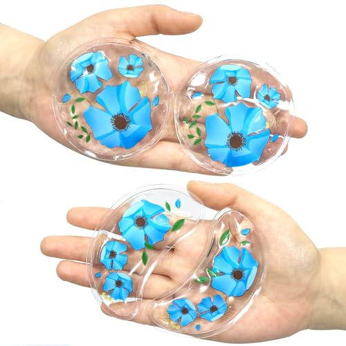 Image of 4PCS Gel Eye Ice Pack Set, Cold & Hot Compress, Reusable Cooling Gel Pads for Strain Relief, Swelling, Dark Circles, Redness, Puffy Eyes, Surgery Recovery (4 Blue flowers)