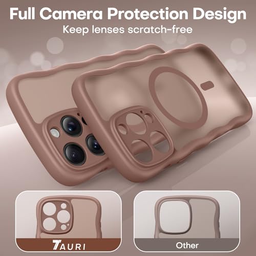 Coque ondulée iPhone 16 Pro Max TAURI café compatible MagSafe