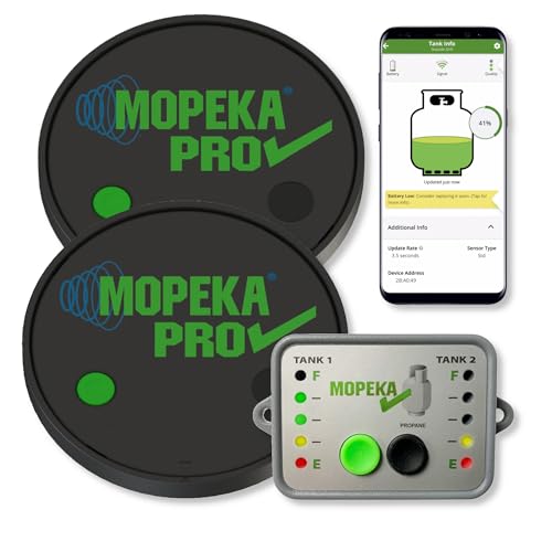 Mopeka Pro Check Universal Bundle - 2 Pro Universal Sensors and 1 LED Display - Wireless Propane Gauge for Your Dual RV Tanks - Monitor Propane Levels in Your RV on The LED Display or Tank Check App