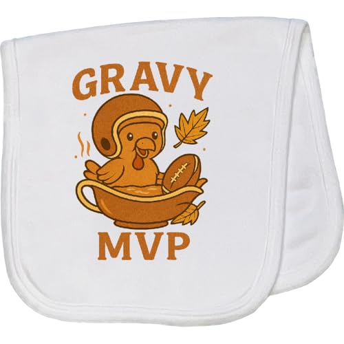 inktastic Gravy MVP Thanksgiving Turkey Football Humor Baby Burp Cloth White 46844