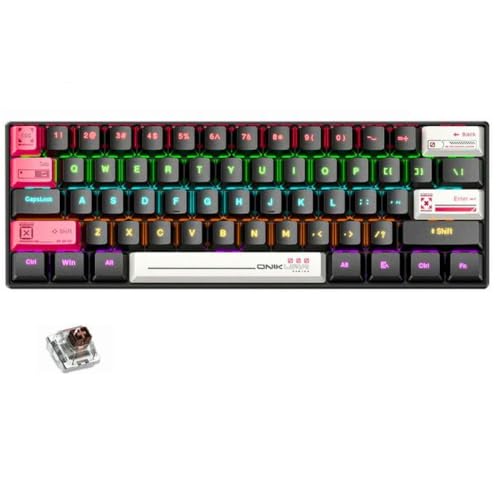 كيبورد أونيكوما يو إس بي G55 مع إضاءة RGB خلفية و مقاوم للماء باللون الأسود متوافق مع الكمبيوتر و أنظمة الألعاب باللغة الإنجليزية