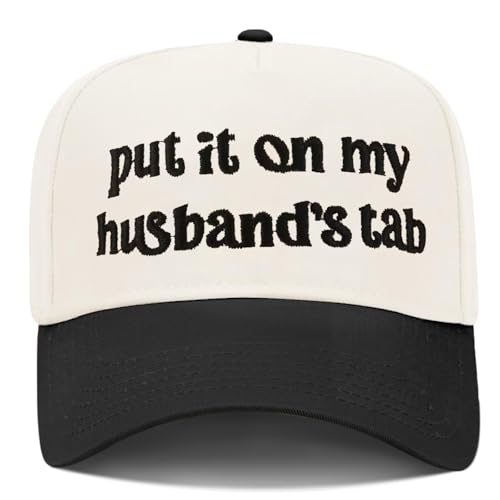 Funny Trucker Hats Embroidered Vintage Snapback Hat for Women Put It On My Husband's Tab Hats Gag Gifts Baseball Cap Red