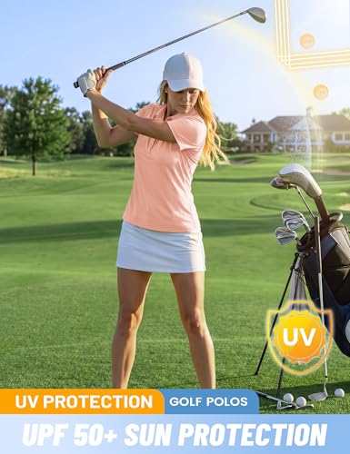 Image of TACVASEN Women's Golf Polo Shirts Short Sleeve UPF 50+ Sun Protection Golf Shirts for Women Quick Dry Collared Polos