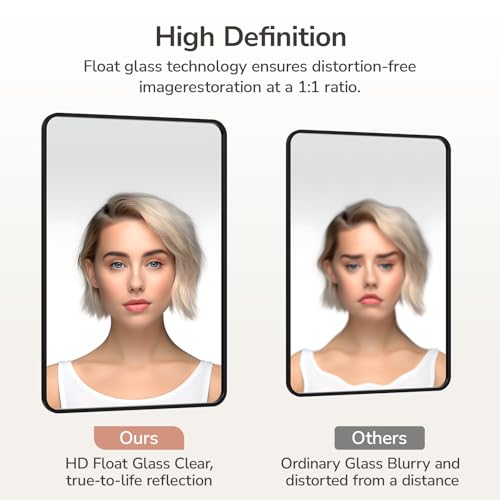 USHOWER 2-Pack Black Bathroom Mirrors 24 x 36 Inch, Metal Frame Rectangle Mirror, Modern Farmhouse Vanity Mirror, Wall Mounted - Image 4