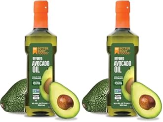 BetterBody Foods Refined AvocadoOil, Non-GMO Cooking Oil, Kosher, Keto and Paleo Diet Friendly, Frying, Baking, AvocadoOil, 500 mL, 16.9 Fl Oz (Pack of 2)