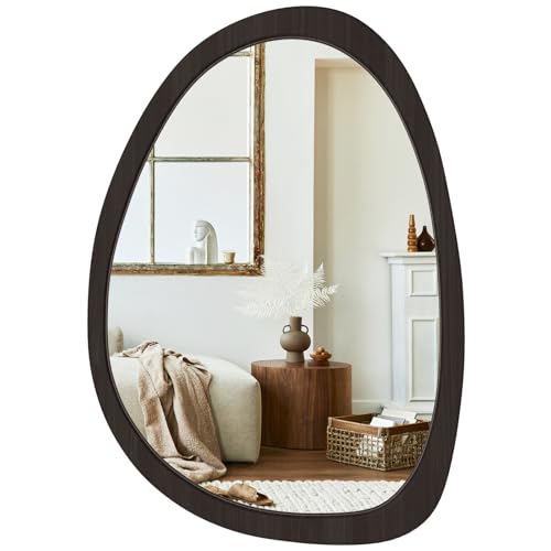 WallBeyond Asymmetrical Mirror, Irregular Wall Mirror, Wall Mirrors Decorative for Bedroom Living Room Entryway Hall, Wood Mirror for mid Century Modern Decor 40" H x 28" W, Black