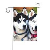 Mejora tu espacio al aire libre con las banderas de jardín WHJSHOP Husky Dogs, hechas de 100% fibra de poliéster para mayor durabilidad y resistencia a la decoloración, asegurando que tu bandera de jardín se mueva alto y permanezca vibrante temporada tras temporada.