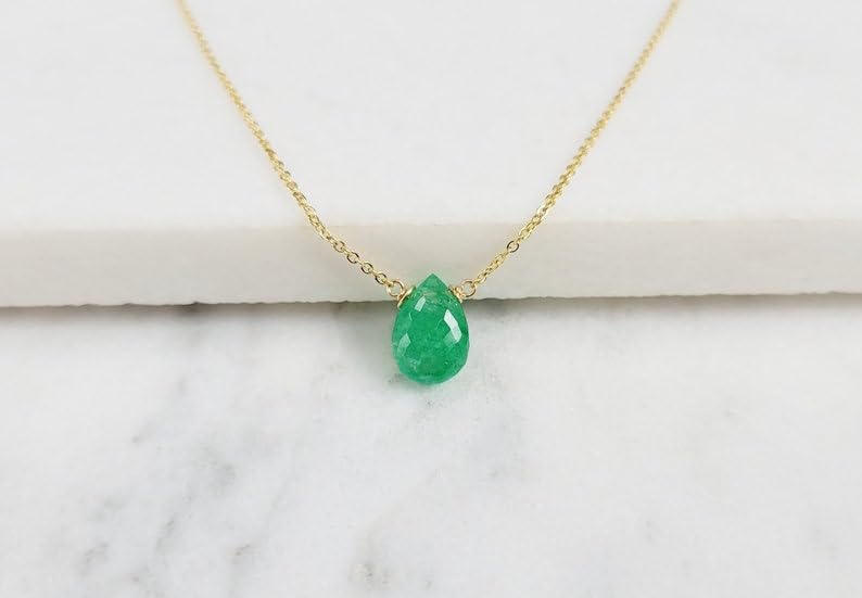Colgante de esmeralda natural 10x8 mm y plata 925, joya de piedra verde para sanación del chakra 3