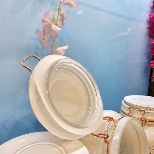Image of White Glass Storage Airtight Tea Coffee Sugar containers for Kitchen Storage Container with Lid for Tea Coffee & Sugar, Dry Fruit Jars, Storage Box, Set of 3 (3, mt-3)