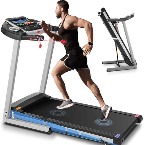 SYTIRY Treadmills for Home with TV Screen and WiFi,Smart Foldable Treadmill Machine,3D Virtual Sports Scene,HiFi Speakers,Popular APP for Social Networking,Video,and Search,Walking Treadmill