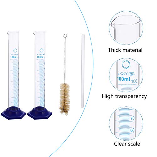 POPETPOP Cilindros Graduados de Vidro Transparente de Cilindro de MediÃ§Ã£o 4 Unidades Com 1 Pipeta