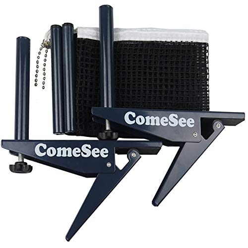 Comesee Professional Ping Pong Net Clip On Easy, Table Tennis Net And Post Set With Spring Activated Clamp, Thick Base Grip, Precision Tension Height Adjustment (Navy) #TOP6