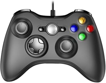 Game Controller PC USB Cable Game Handle Quick Function Motor Vibration LED Backlight JD-SWITCH Function 1 Handle Compatible PC Windows 7/8/8.1/10/XP, Android, Steam, Black