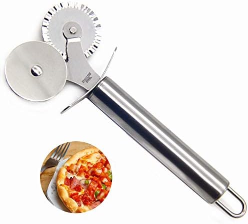 Stainless Steel Double Wheel Pizza Cutter Pizza Slicer Pizza Wheel Pastry Slicer Multi-use Kitchen Gadget