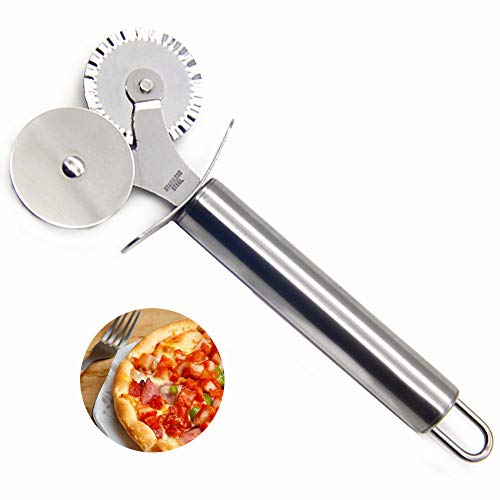 Stainless Steel Double Wheel Pizza Cutter Pizza Slicer Pizza Wheel Pastry Slicer Multi-use Kitchen Gadget