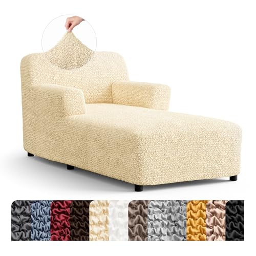 PAULATO BY GA.I.CO. PAULATO BY GA.I.CO. Stretch Chaise Lounge Slipcover 1-Piece Non-Slip – Soft Elastic Lounge Chair Covers – Furniture Protector Washable - Cream (with Armrest 32"-48" Wide) sold by Mamma Mia Covers - Amazon