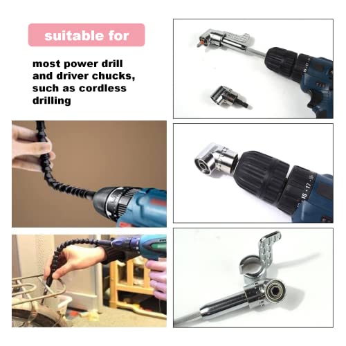 Joyangy 105 Degree Right Angle Drill Adapter Power Screwdriver Drill Extension Attachment, Flexible Drill Bit Extension With 6.35Mm Hex Drive Shaft For Use In Tight Spaces #TOP5