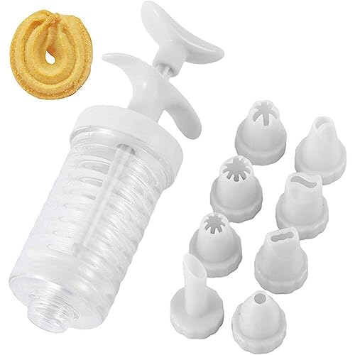 8 Pipe Cake Nozzles with Syringe Plastic Icing Syringe and Nozzles Set Cream Baking Nozzle Dispenser for Dessert Cupcakes Decor