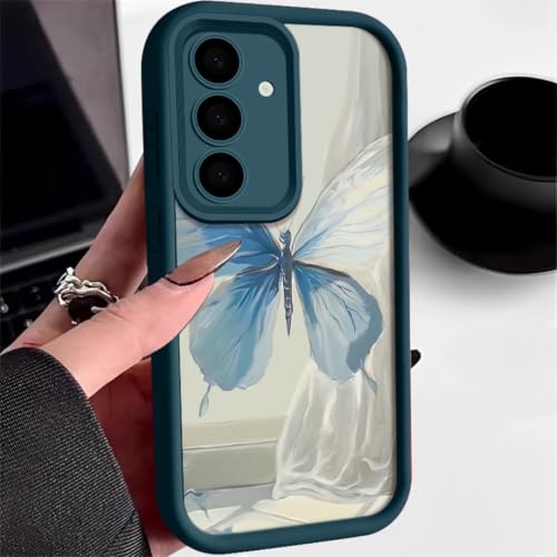 Coque silicone papillon bleu Samsung A52 5G évite rayures chutes