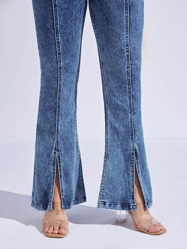 Image of Miss Chase Women's Wide-Leg High-Rise Regular-Length Stretchable Shaping Denim Jeans