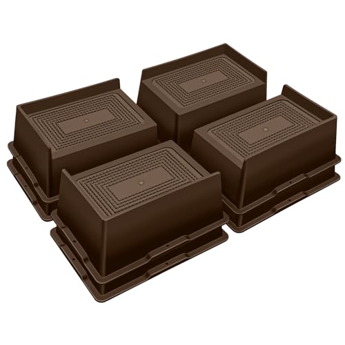 ANNKUT Bed Risers 3 Inch Heavy Duty,Oversized Couch Risers, Extra Wide Furniture Risers for Sofa Table Desk Headboard Chair Lifting,Rectangle Risering Blocks Support 6000 lbs(8 Pack Brown)