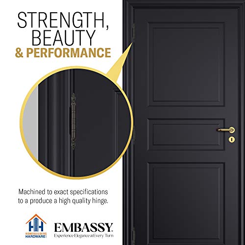 Embassy Door Hinge Solid Brass - 3.5 X 3.5 Inch, Heavy Duty, Oil Rubbed Bronze, Ball Bearings, Rust Resistant Pin, Architectural Designer Grade, Home Improvement, 2 Pack #TOP5