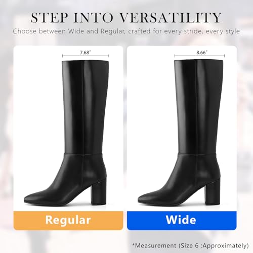 Image of Shoe'N Tale Knee High Boots for Women Chunky Block Heel Fall Winter Pointed Toe Boots