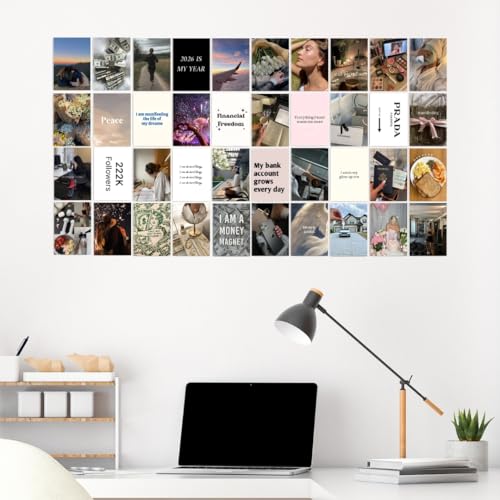 Image of Manifestation Poster | Vision Board 2026 Supplies (Set of 40) Vision Board for Manifestation Aesthetic | Life Goals Quotes Mini Posters (15 x 10 cm) Manifest Dream Life for Wall, Bedroom, Hostel