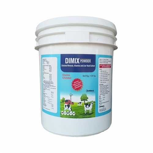 Image of Dimix Mineral Mixture Powder 25kg Bucket | Essential Minerals for Cattle, Buffalo, Goat & Poultry | Boosts Milk Yield, Fertility & Immunity