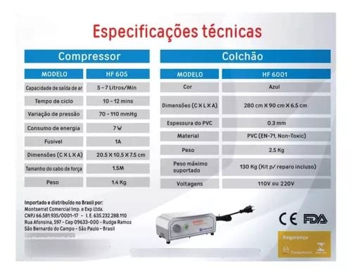 Colchão Pneumático Hospitalar Air Plus 130 Kg Anti Escaras