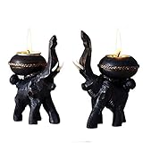 ornerx Tea Light Candle Holders Design of Lucky Elephant Valentines Day Set of 2