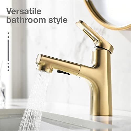 Grifo de lavabo extraíble dorado de tres funciones para cocina 3