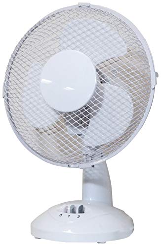 Prem-i-air Portable Electric Powerful Oscillating Cooling Desk Fan with 2 Airflow Speed Settings, Adjustable Tilt and Quiet Operation For Use in Homes and Offices White 9 Inch