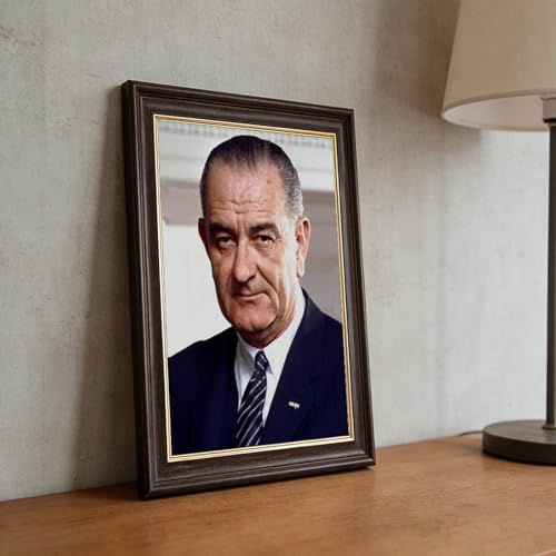 Portrait Lyndon B Johnson Impression sur Toile Décoration Bureau Cadre