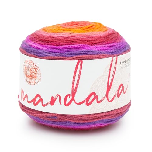 Lion Brand Yarn Mandala DK Lightweight Yarn for Knitting Crochet and Crafts Andorian 1 Pack Self-Striping Acrylic Fiber for Baby Blankets Multicolor Shawls and Variegated Cardigans