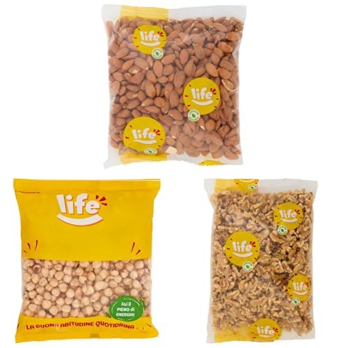 Life Kit 3 Frutta Secca 2,5kg: Mandorle 750g, Noci 750g, Nocciole 1kg